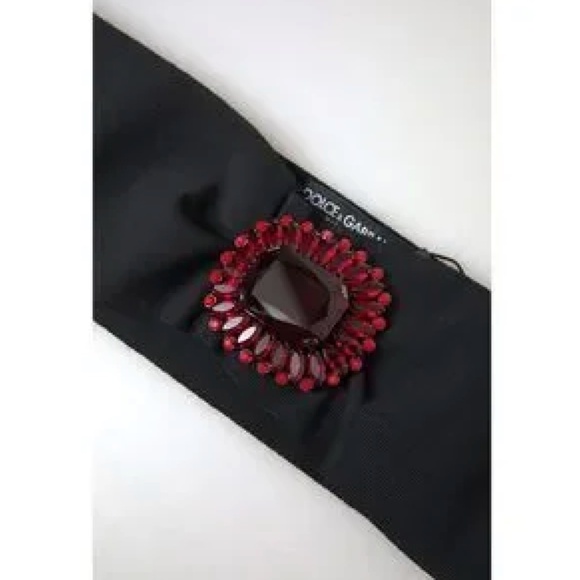 Dolce & Gabbana Black Crystal Brass Wide Waist Runway Belt